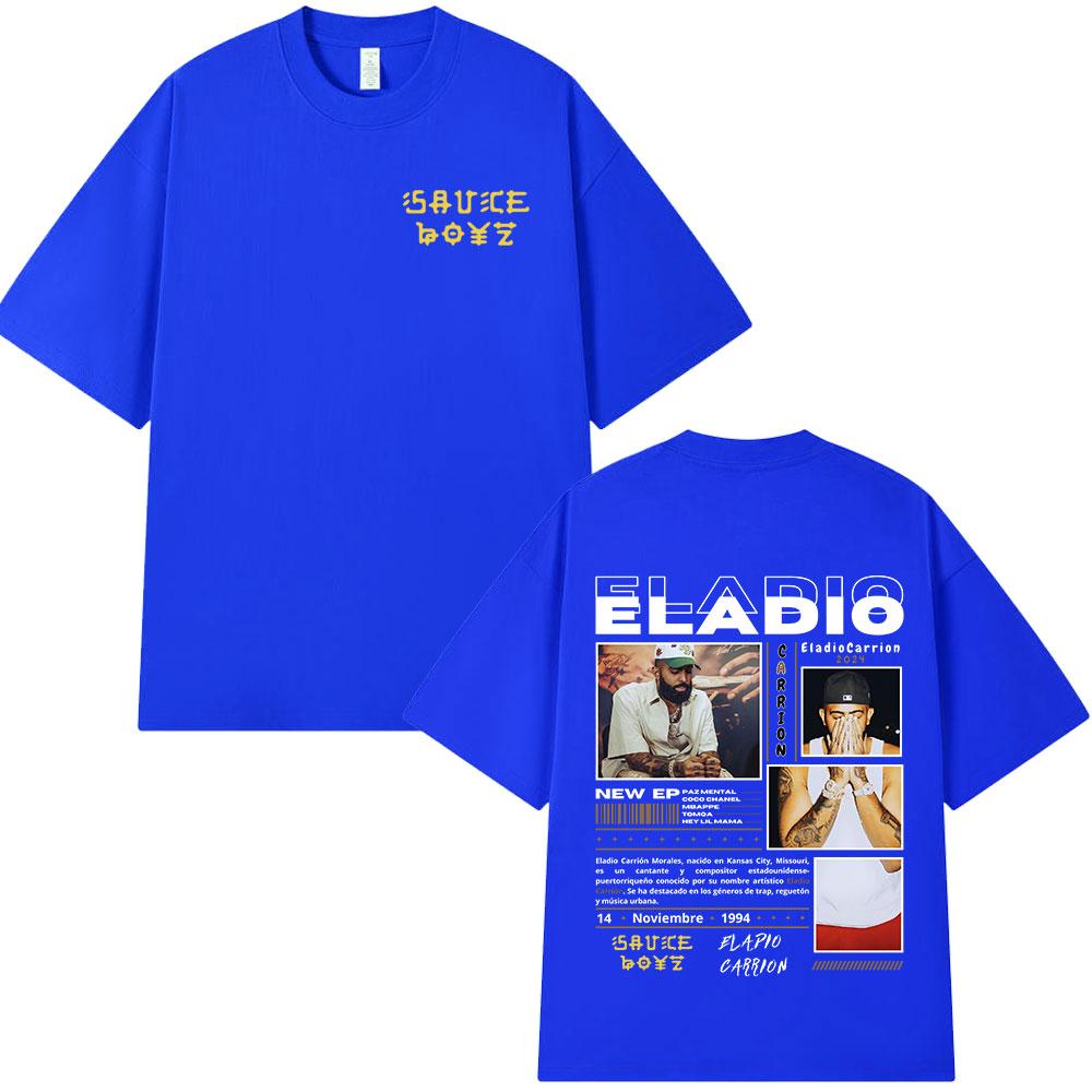 Eladio Carrion Sauce Boyz Album Graphic T-shirts Mens Women Clothing Fashion Hip Hop T Shirts Casual Cotton Short Sleeve T-shirt