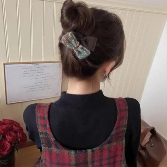 Girl Hairpin Double Bowknot Decor Soft Felt Autumn Winter Hair Clip Large Size Back Head Hair Pin Hair Accessories