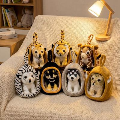 Nid d'animal en peluche Tigre et Girafe de dessin animé avec petit lion décoratif