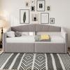 Upholstered Bed Sofa Bed 90*200 Cm, With Hydraulic Storage, With Slatted Frame and Armrests, Classic Striped, Single Bed, Velvet Fabric, Light Grey