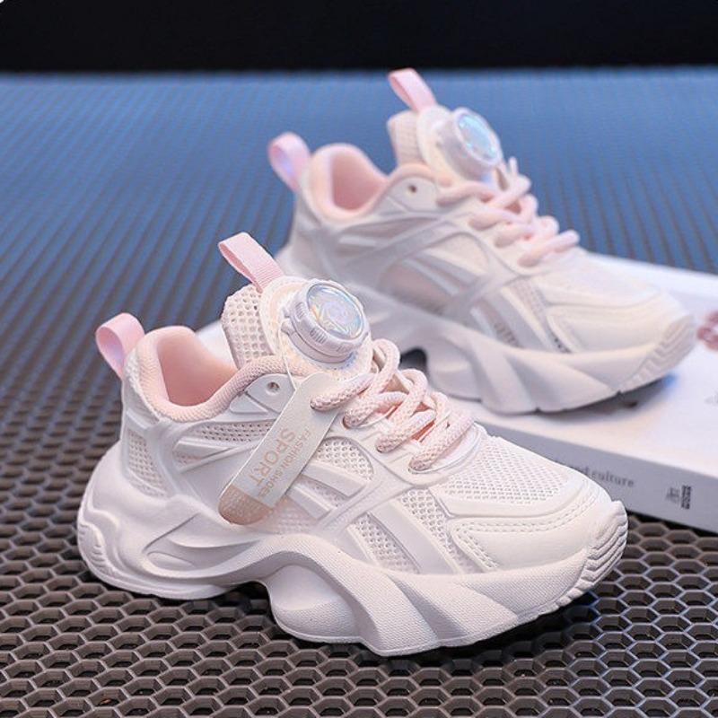 Kids White Sneakers Summer Lightweight Girls Sports Shoes Breathable Mesh Dad Shoes