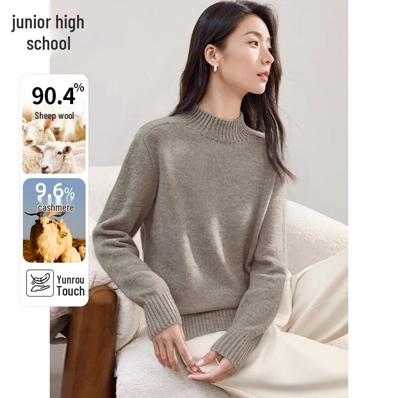 Women s 90% Wool Cashmere Blend Semi-High Collar Sweater XL