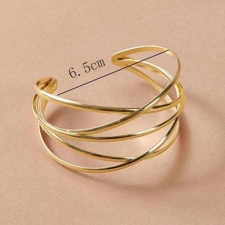 Accessories, Stylish Design Metal Glossy Bracelets, Personalized Hollow Geometric Cross-Opening Bracelets