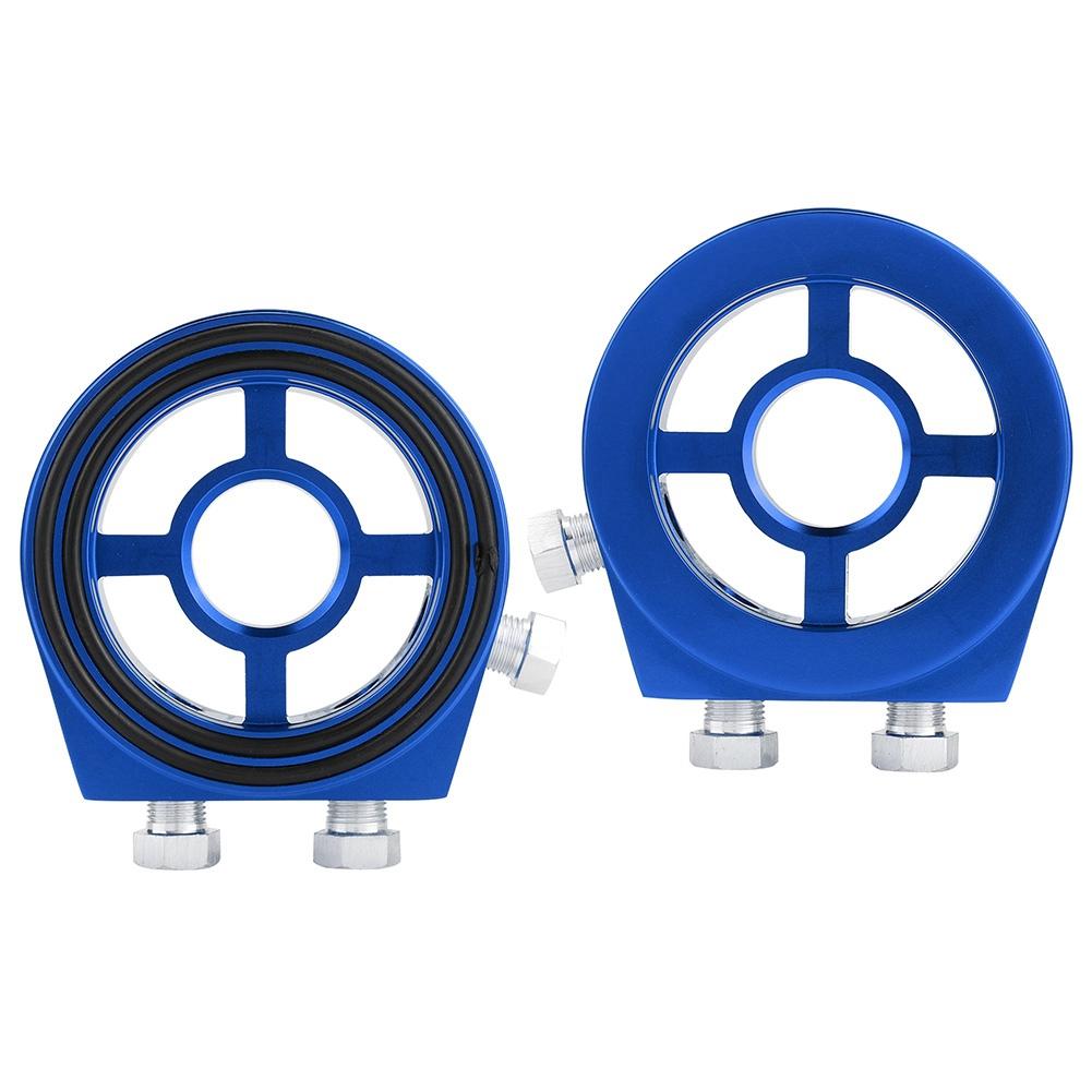 Blue Aluminum Universal Oil Filter Temperature Cooler Gauge Sandwich Plate Adapter