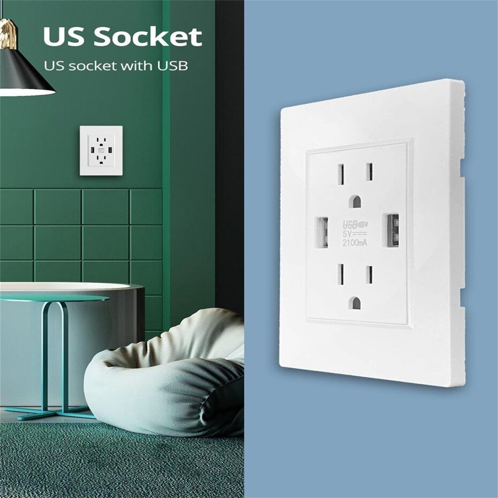15a Dual Usb Wall Outlet Port Power Socket Charger High Speed Charging Technology Ac Receptacle Plate