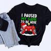 Funny Gaming Christmas WomenS TShirt I Paused My Game To Be Here Controller Design with Santa Game Controllers Tops
