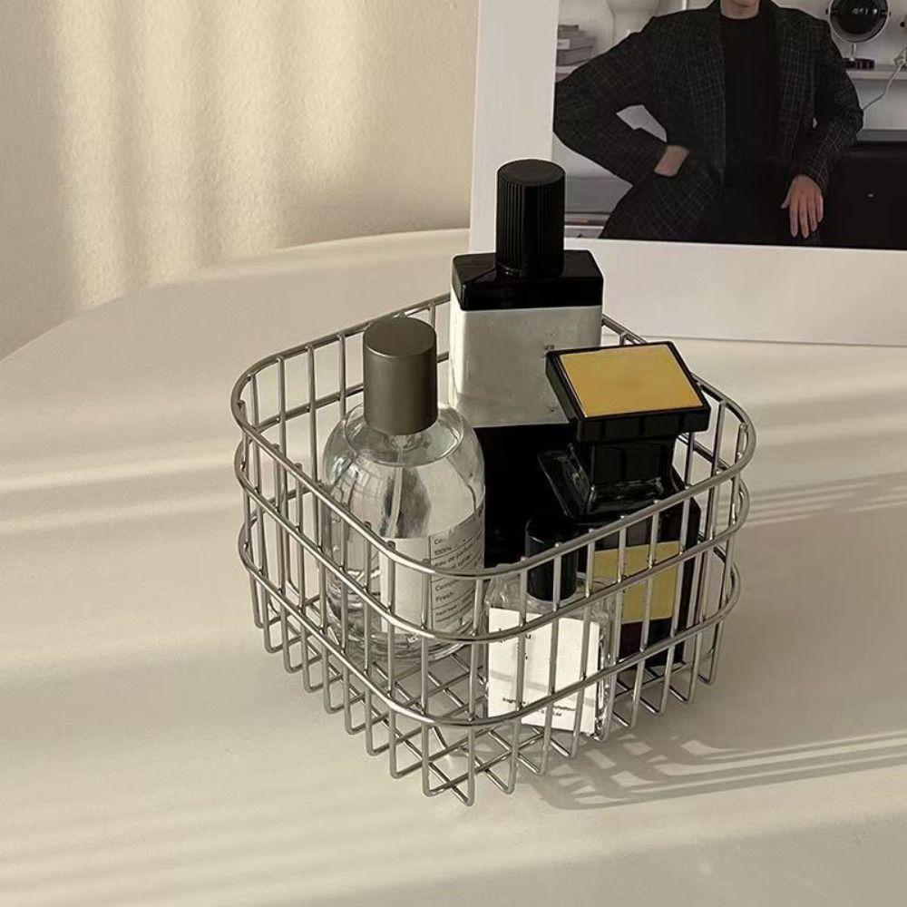 Modern Bathroom Storage Rack Stainless Steel Square Wire Basket Desktop Organizer