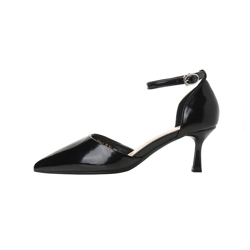 6693-1 Metallic Design One-Strap High Heels - Women's Sexy Pointed Toe Shoes