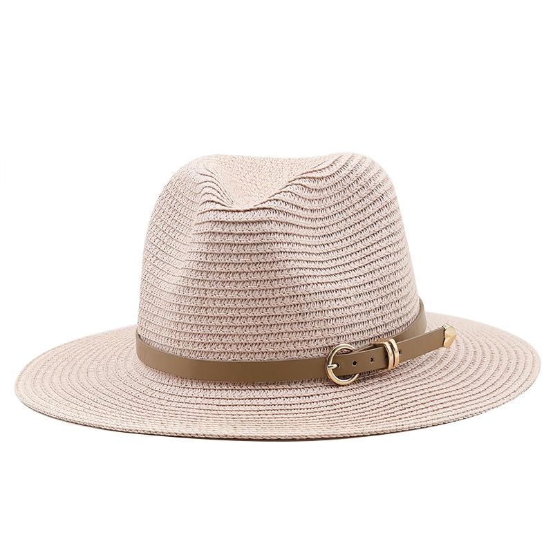 New look khaki fashion casual versatile big edge flat edge top hat travel beach sun protection Panama sun hat