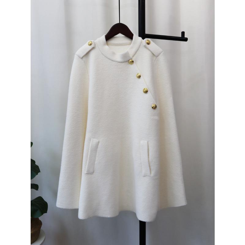 Autumn and Winter New Knitted Double-sided Woolen Coat Women's High-end Belt Temperament Sweater Cape