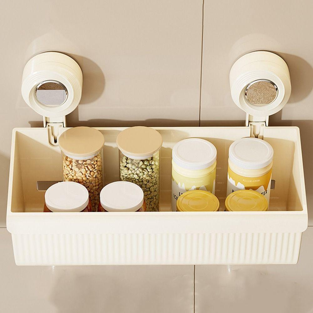 Wall Mounted Suction Cup Storage Basket Punch-free Shower Storage Organizer for Home