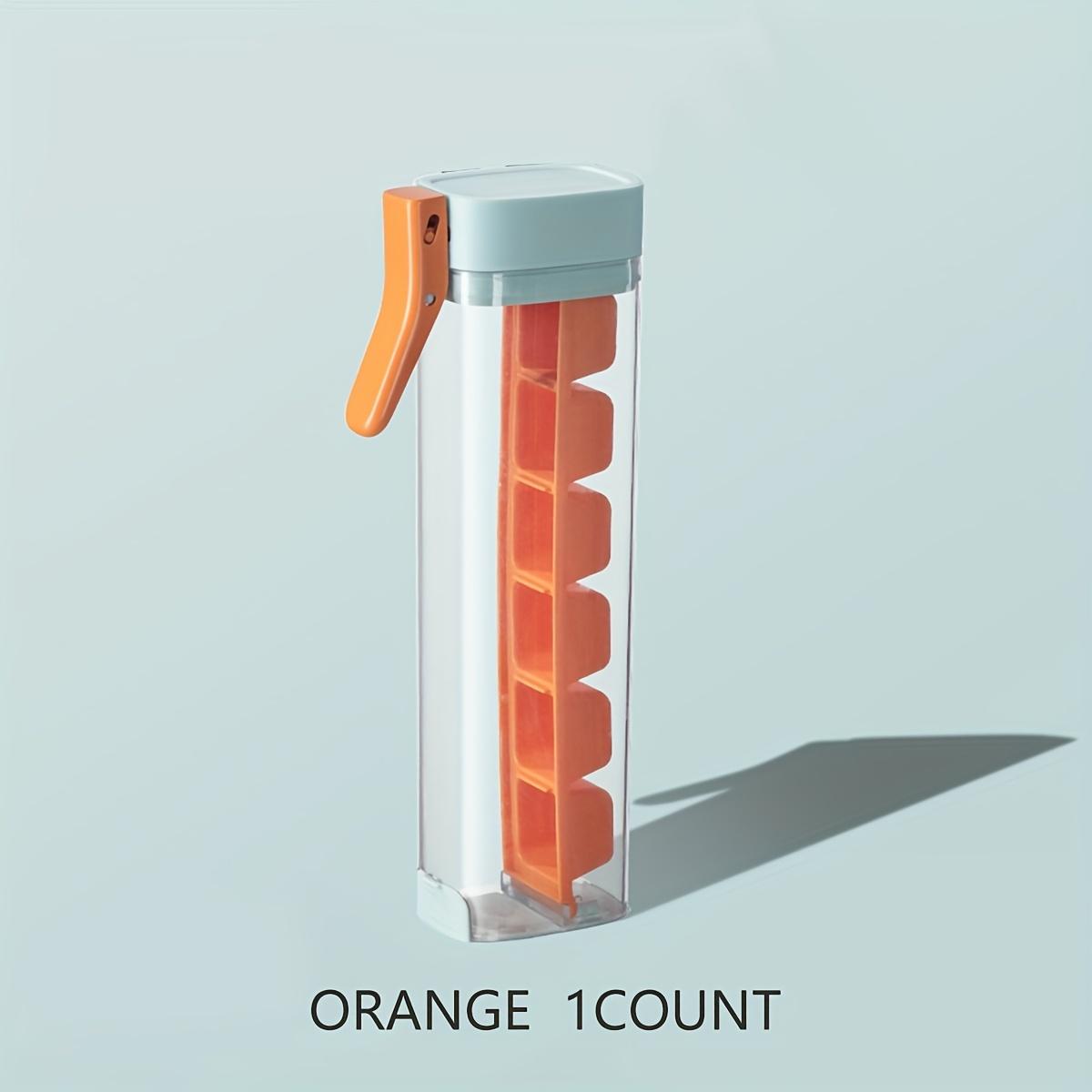 

6 шт. Пластиковые лотки для льда, Пресс одной рукой, Маленькие формы для льда для холодильника, Контейнеры для хранения льда пищевого класса, Для домашнего использования, Большие лотки для льда оранжевый