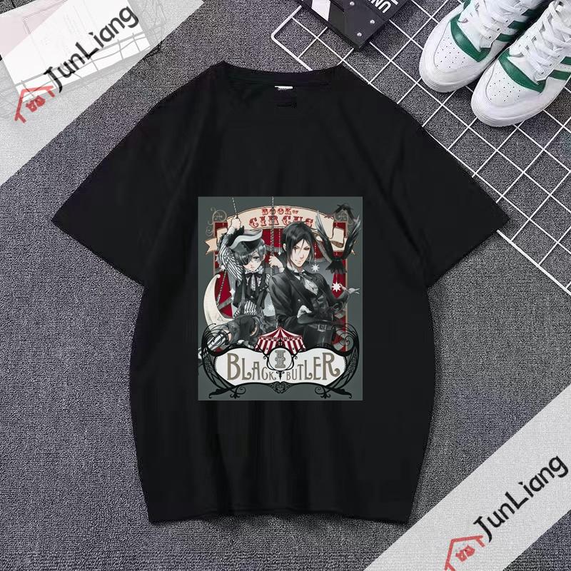 Japanese anime Black Butler cartoon comic mens Tshirt shortsleeved roundneck for streetwear menwomen clothing