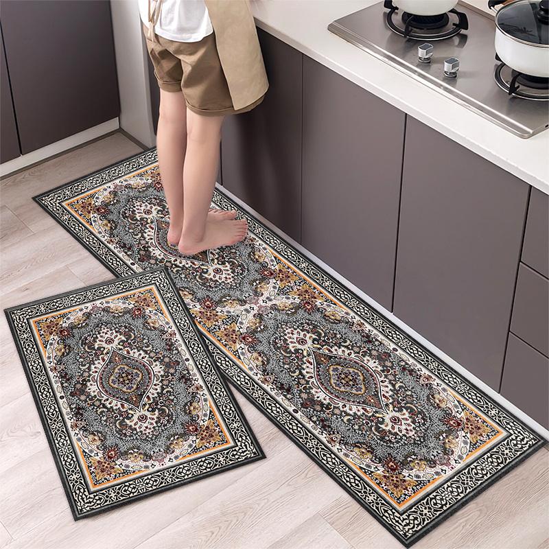 1/2PCS Kitchen Oil-Resistant Floor Mat, Bathroom Absorbent Quick-Drying Carpet, Anti-Slip Doormat For Home Decoration