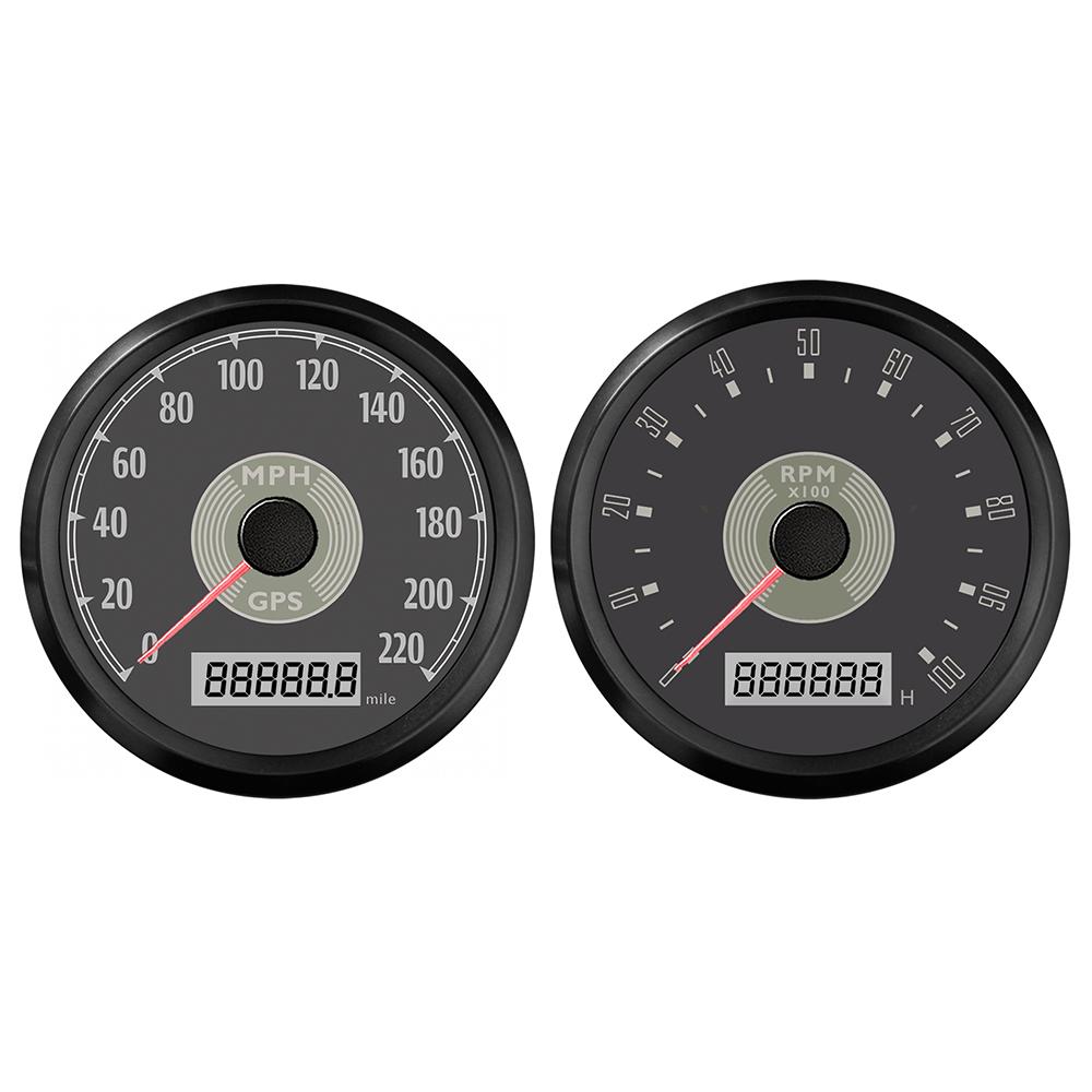 ELING 85mm Universeller GPS-Tachometer 0-160MPH 220km/h + Drehzahlmesser 0-8000RPM mit Rot Gelber Hintergrundbeleuchtung für Auto LKW Boot 9-32V