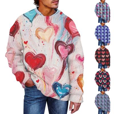 Pull Faux Imprimé pour Homme, Sweat-shirt à Col Rond, Haut Ample à Manches Longues