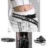 Retro Double Prong Metal Belt With Perforated Pattern For Street Style Look