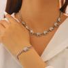 Fashion Creative Silver Color Elephant Bracelets Necklaces For Women Simple Metal Texture Personality Choker Necklace Jewelry
