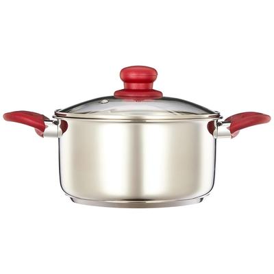 Caçarola de Aço Inoxidável com Tampa de Vidro | Fundo Forjado por Impacto | Cabo Soft-Touch | Lavável na Máquina de Lavar Louça | 20 Cm