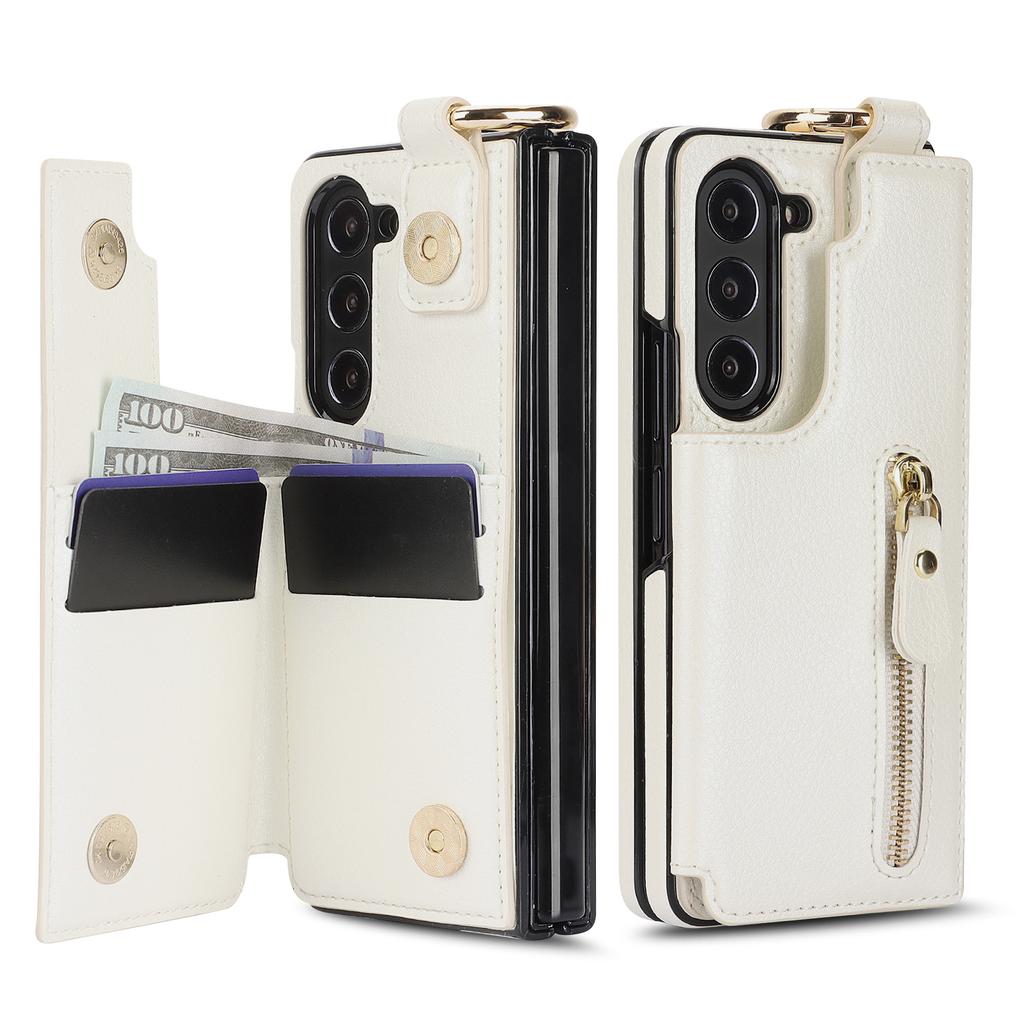 Samsung Z FOld7 Folding Mobile Phone Case FOld6 Zipper Mobile Phone Case Ring Wallet Protection Case