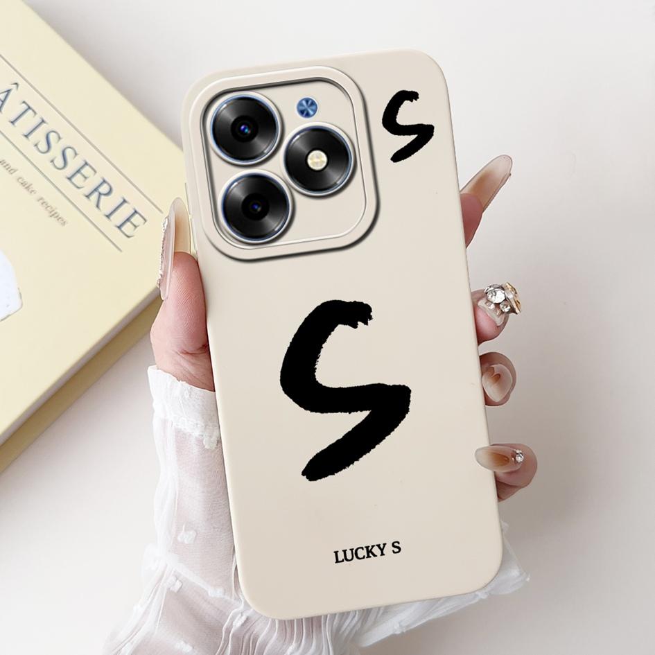 For Tecno Spark Go 2024 Case BG6 BG6i Pop 8 Simple A Z Letters Silicone Camera Protection Funda On Tecno Spark 20 20C Back Cover