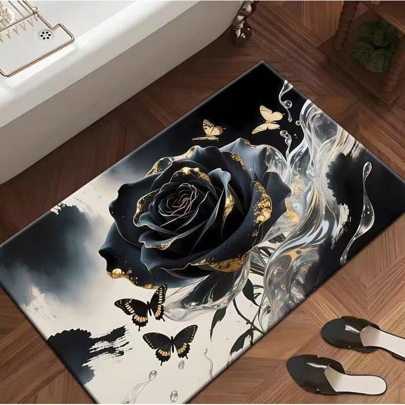 3D Rose Flower Quick-Dry Anti-Slip Bathroom Mat