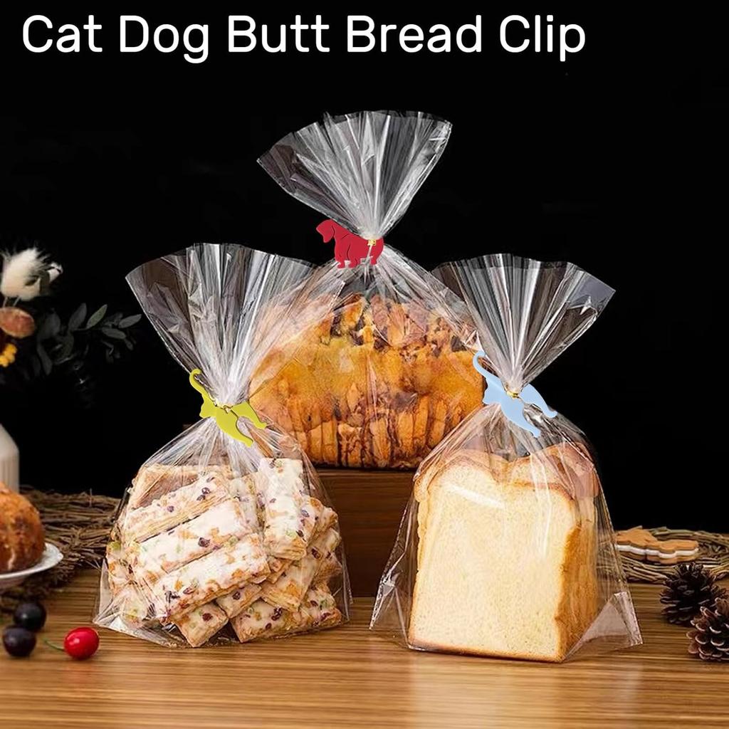 Cat Dog Butt Bread Clip - 4 Pack Reble Food Bag Clips, Keep Your Food Fresh with Adorable Pet-Themed Design (Cat)