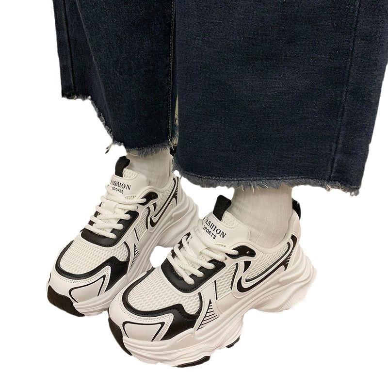 Dad Shoes Women's Spring and Autumn New Versatile Students Lightweight Thick-soled Mesh Breathable Sneakers Women
