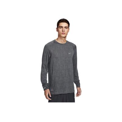 Camiseta de Manga Larga Raglán Cómoda Cálida Suave Therma-Fit Adv División de Running para Hombre Tops Negro Gris Hierro FZ1126-010