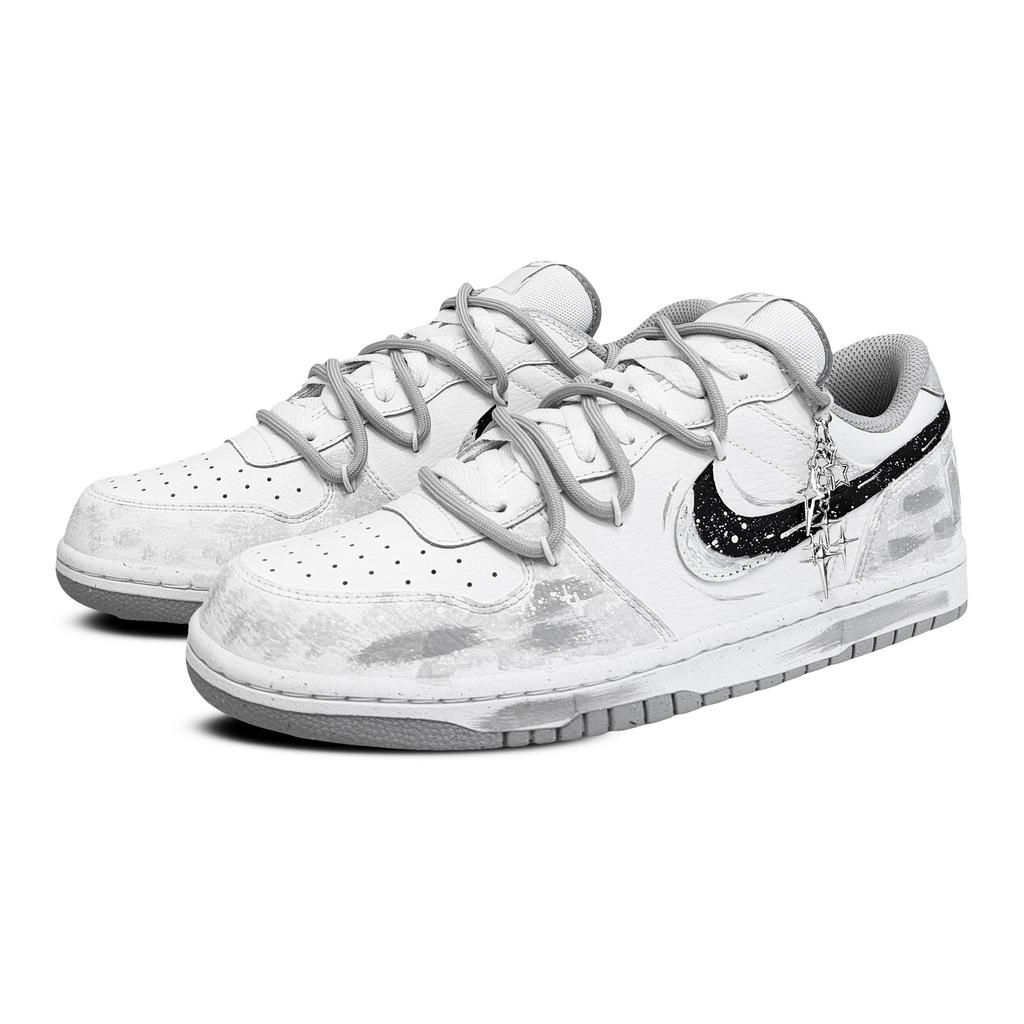 Nike Dunk Low Top Skateboard Shoes Unisex Gray 355152-106(Team49-)