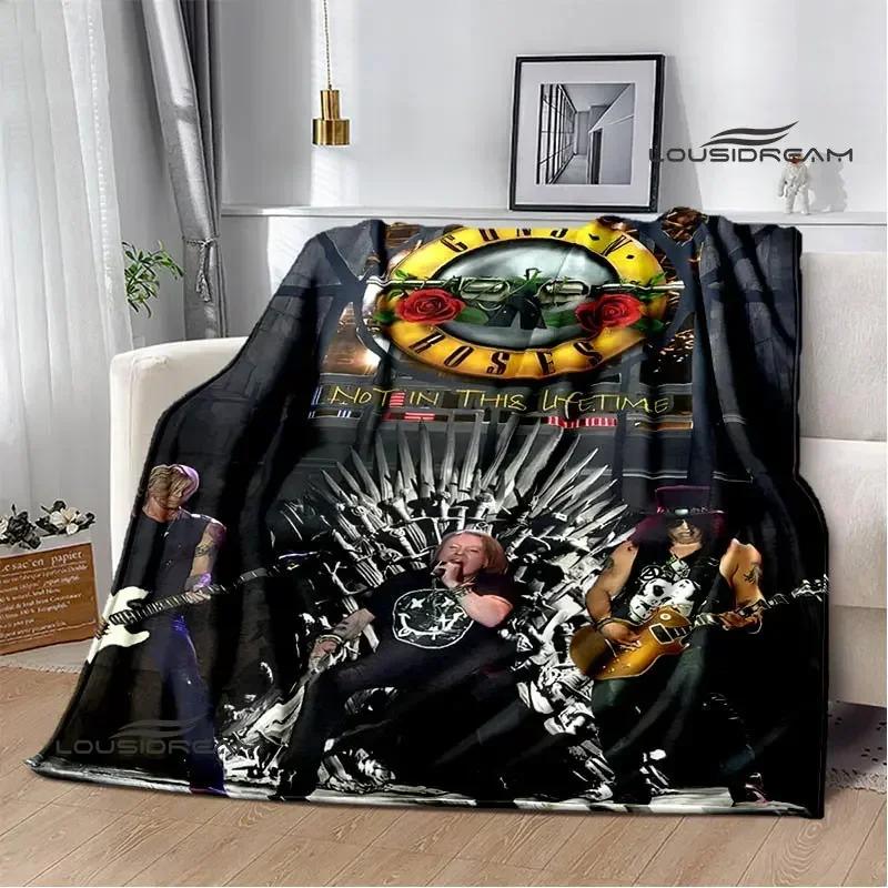 Guns n'roses band retro printed blankets Flannel Warm Blanket Soft Comfort Blanket Home Travel Blankets Bedding birthday gift
