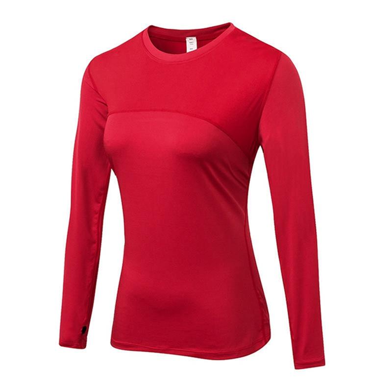 Women's Tight PRO Fitness Running Yoga Sports T-shirt Sweatwicking Quick Drying Mesh Panel Elastic Long Sleeve Top