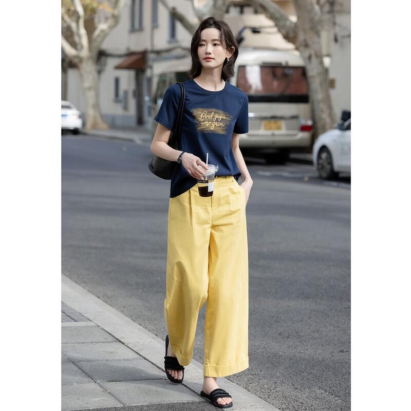 Demana Women's Cotton Blend Letter T-Shirt