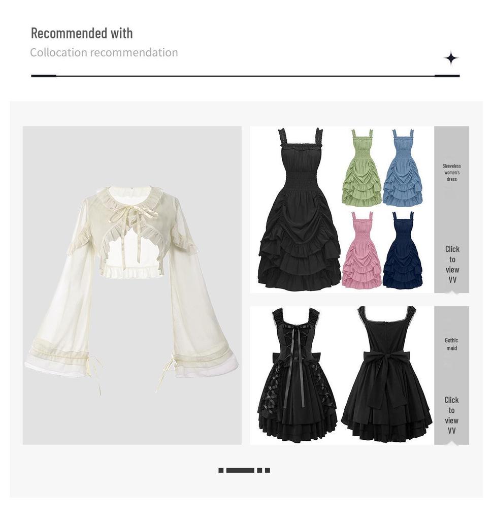 Evropský a americký gotický Lolita večerní kabát - Dámská dlouhorukávová šifonová šála pelerína