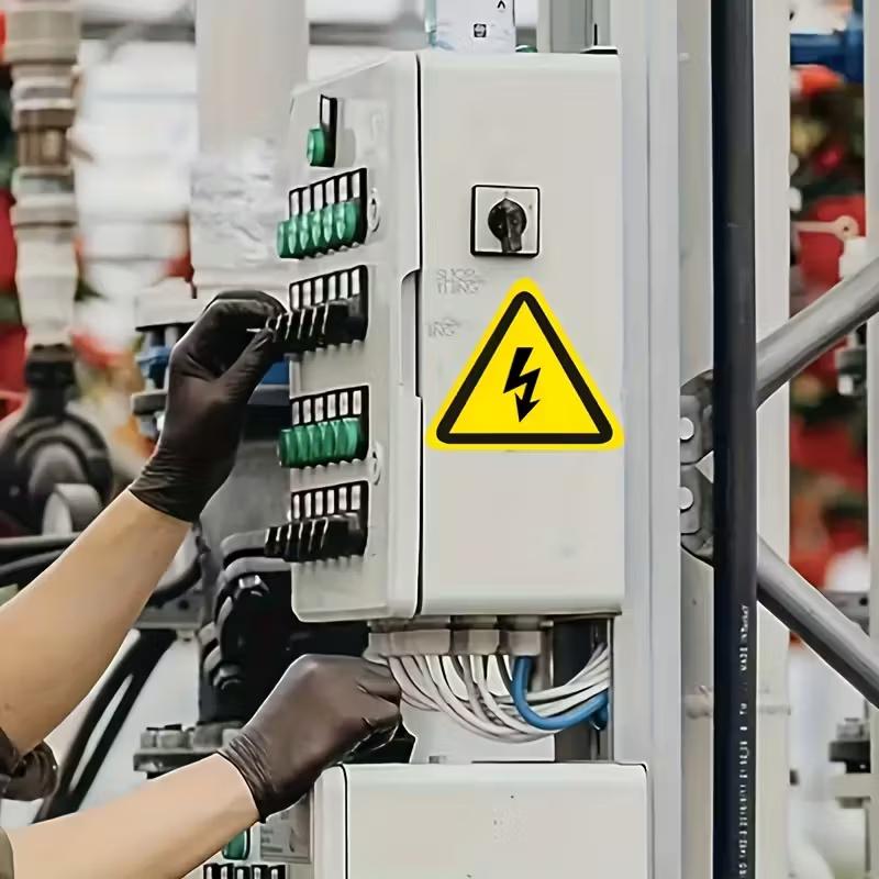 2pcs Yellow Warning Sticker 10cm Accessories Electrical Shock Hazard Danger Notice Danger Forelectric Box