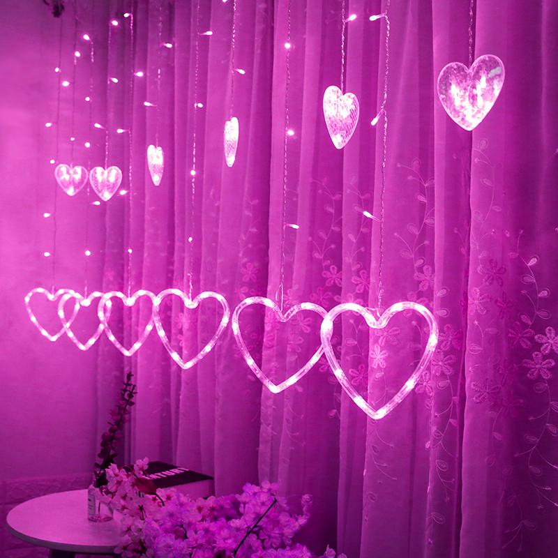 LED herzförmige hängende Vorhang Lichter String Net Weihnachten Home Party Home Decor