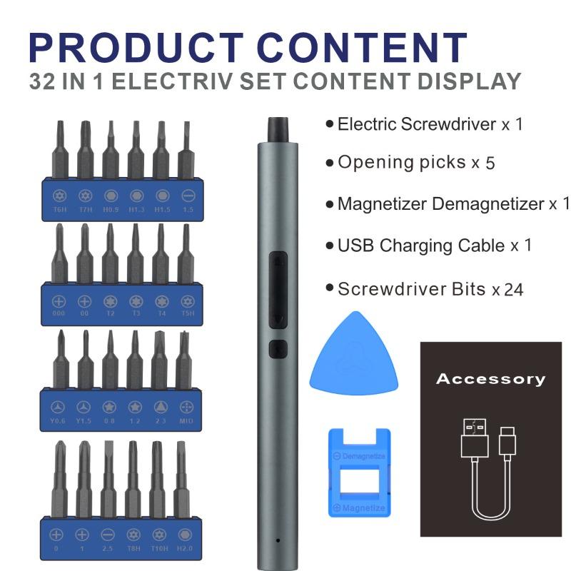 USB Elektrisk Presisjonsskrutrekkersett Multifunksjonelt Demonterings- og Reparasjonsverktøy