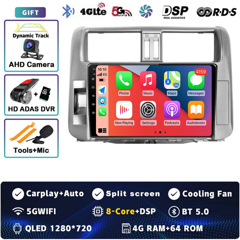 Android 14 Carplay Car Radio For Toyota Land Cruiser Prado 150 2009- 2013 Multimedia Video Player Navigation GPS Stereo 2Din DVD