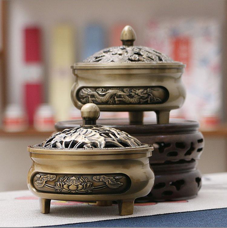 Ancient Dragon & Phoenix Incense Burner: Classical Aromatherapy Plate with Auspicious Cloud Design for Home