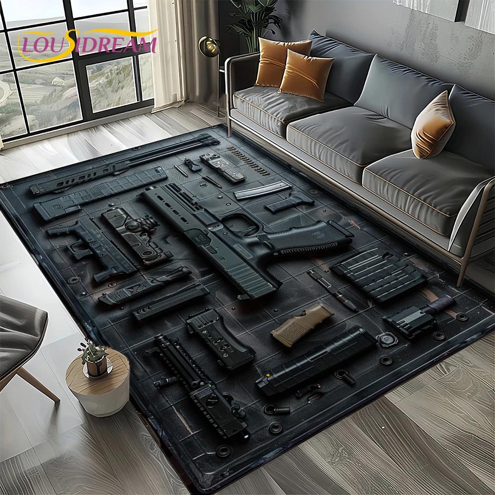 27 Style Retro Guns Pistol Ammunition Bullet Cartridge AK M4 Rug Carpet for Living Room Bedroom Decor,Non-slip for Sofa Doormat
