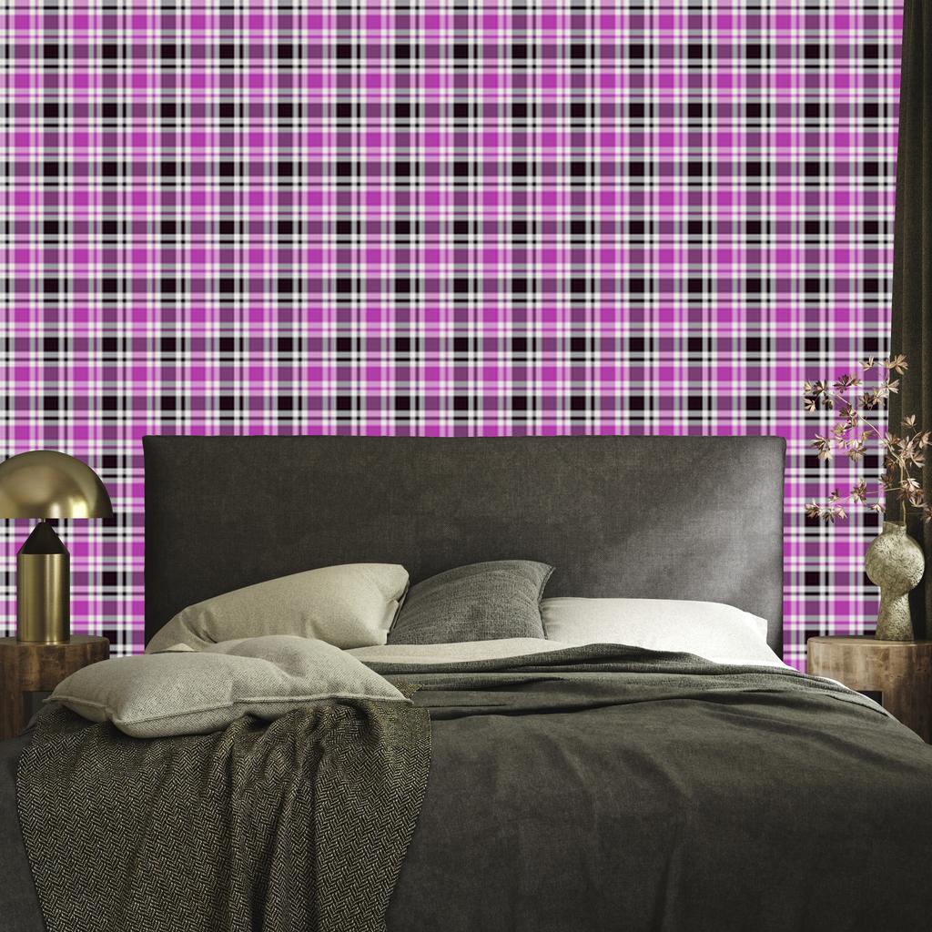 Purple Checkered Wallpaper Purple, Light Gray and Gray 50x1000