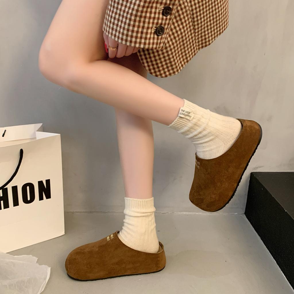 Boken shoes pedal retro bag head slippers women's 2025 spring new fashion versatile Boken bag head drag 2688