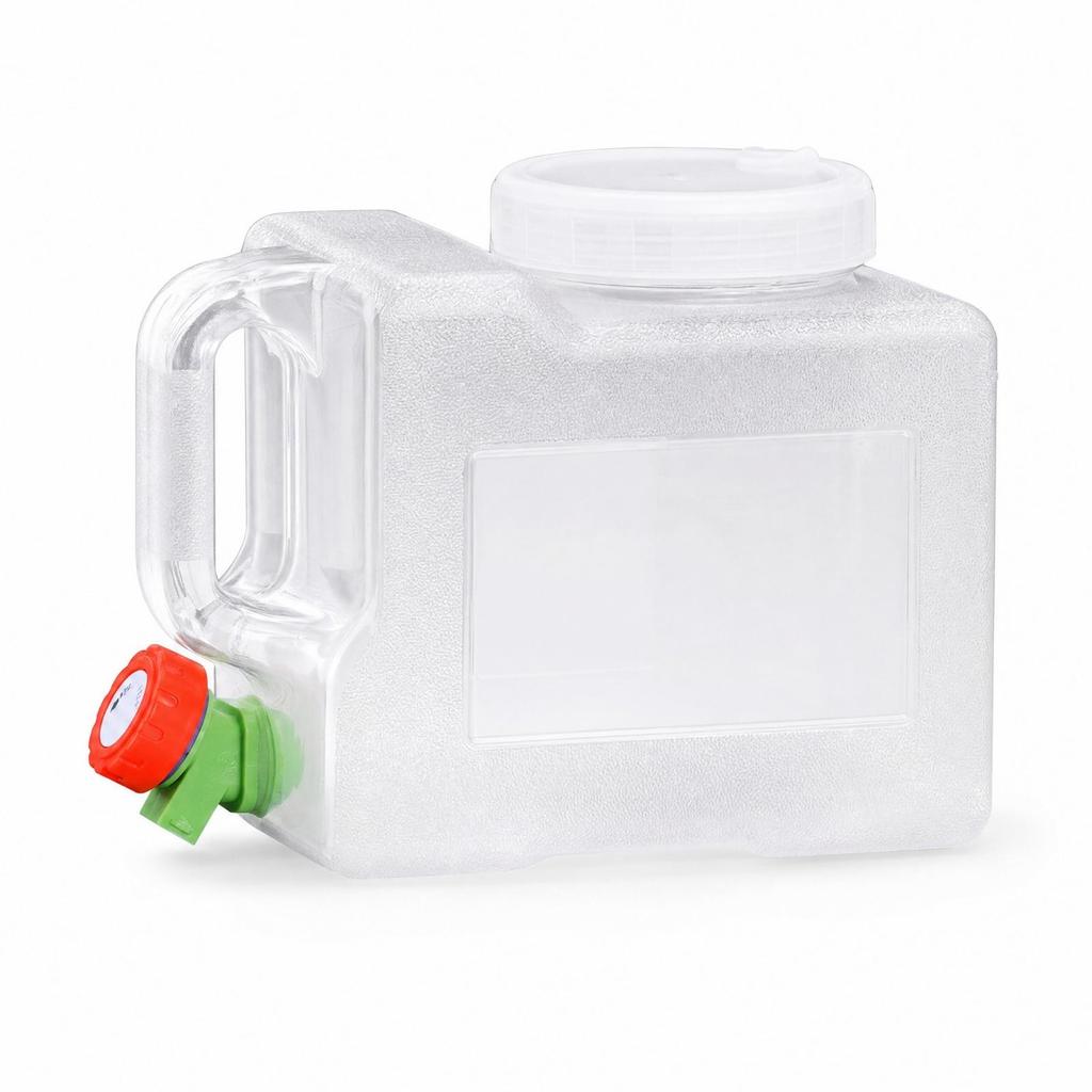 Water Container with Spigot Clear Jug Compact for Campers, Journeyers, Camping,