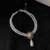 Koreaanse Retro Parel Strass Kwast Choker met Bloem Strik Design