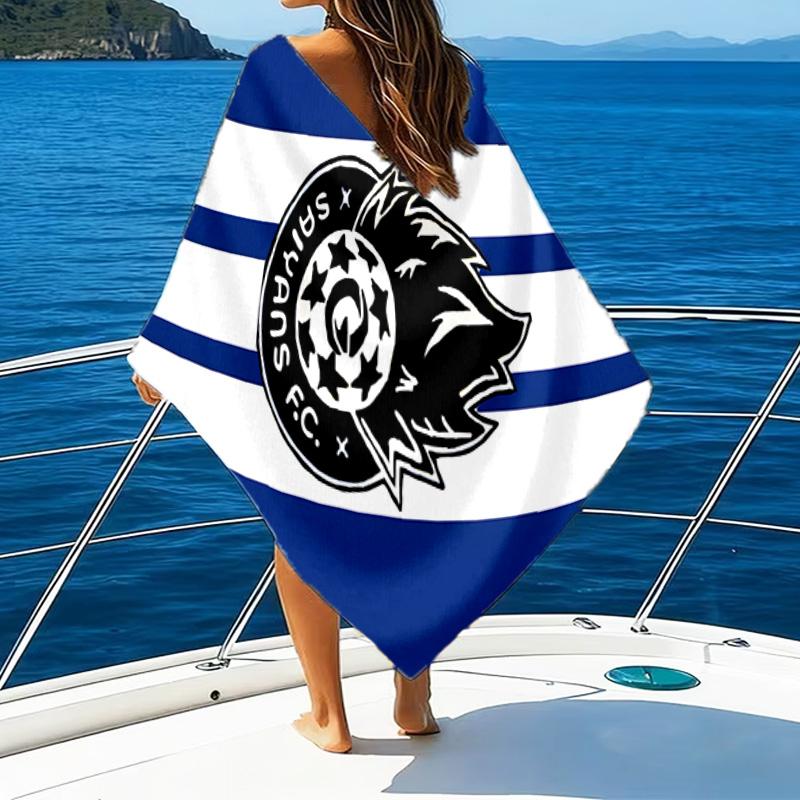 Flame Soccer Emblem Printed Beach Towel, Super Soft Microfiber, Perfect Gift Birthday, for Pool, Beach, Travel, for family and friends