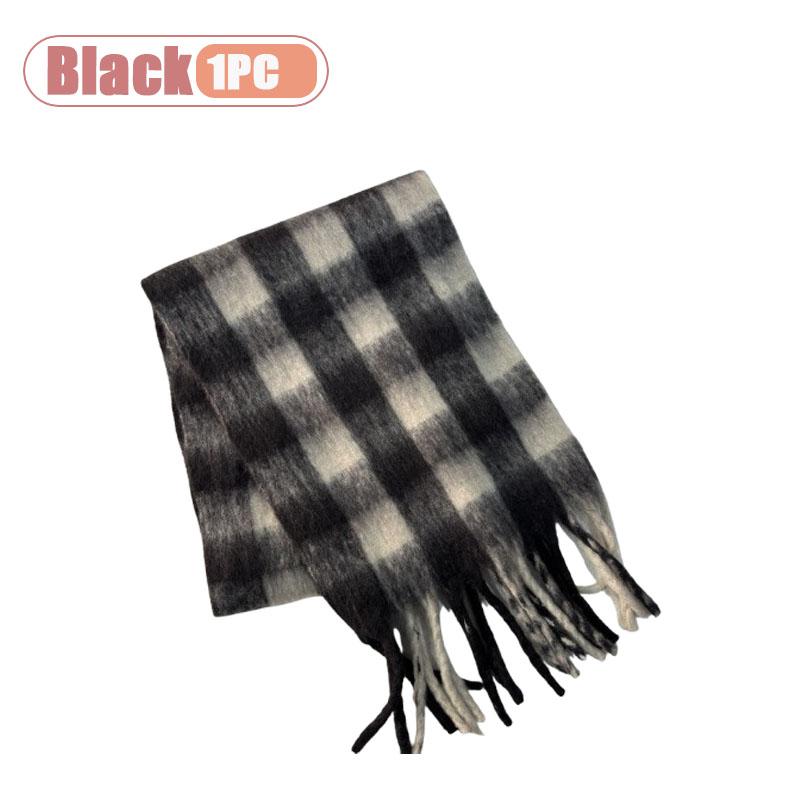 1-4pcs Thickened Plaid Scarf for Women Soft Warm Winter Windproof Wrap for Daily Outdoor Activities Versatile Fashion Accessory