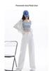 2025 Spring/Summer Women's White High-Waist Wide-Leg Floor-Length Jeans