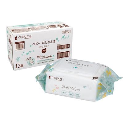 Dacco Baby Wipes with 1200 Wipes Wipes X 12 Large Thick Generously Pure 84611 Lids, (100 Packs), Capacity, Sheets, 99% Water,