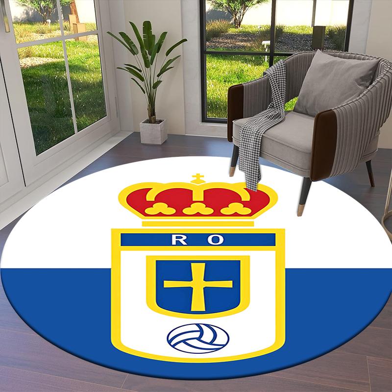 Real Madrid CF Runder Teppich, Teppich für Wohnzimmer Schlafzimmer Sofa Spielzimmer Dekor, Rutschfeste Bodenmatte
