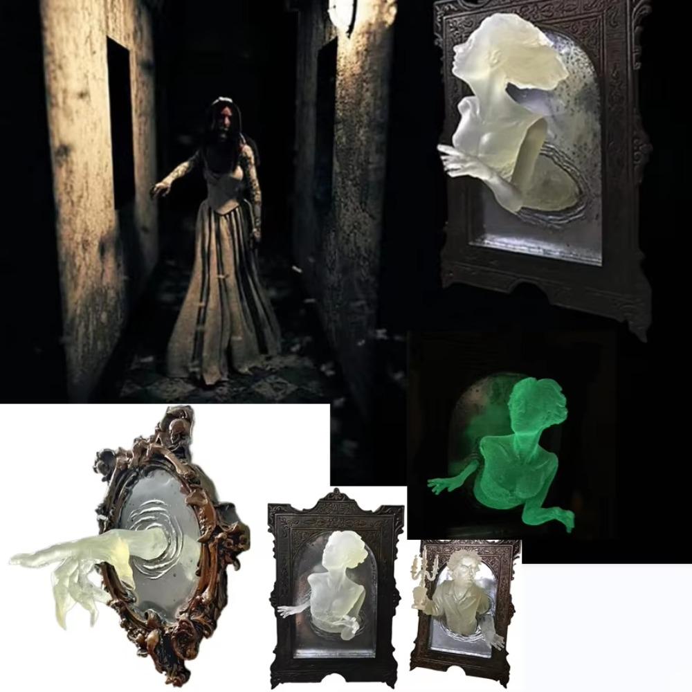 3D Halloween Decor Glow in The Dark Halloween Statue Halloween Ghost in The Mirror  Bar Home Decor